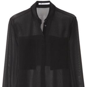 T by Alexander Wang Paneled silk-chiffon Shirt